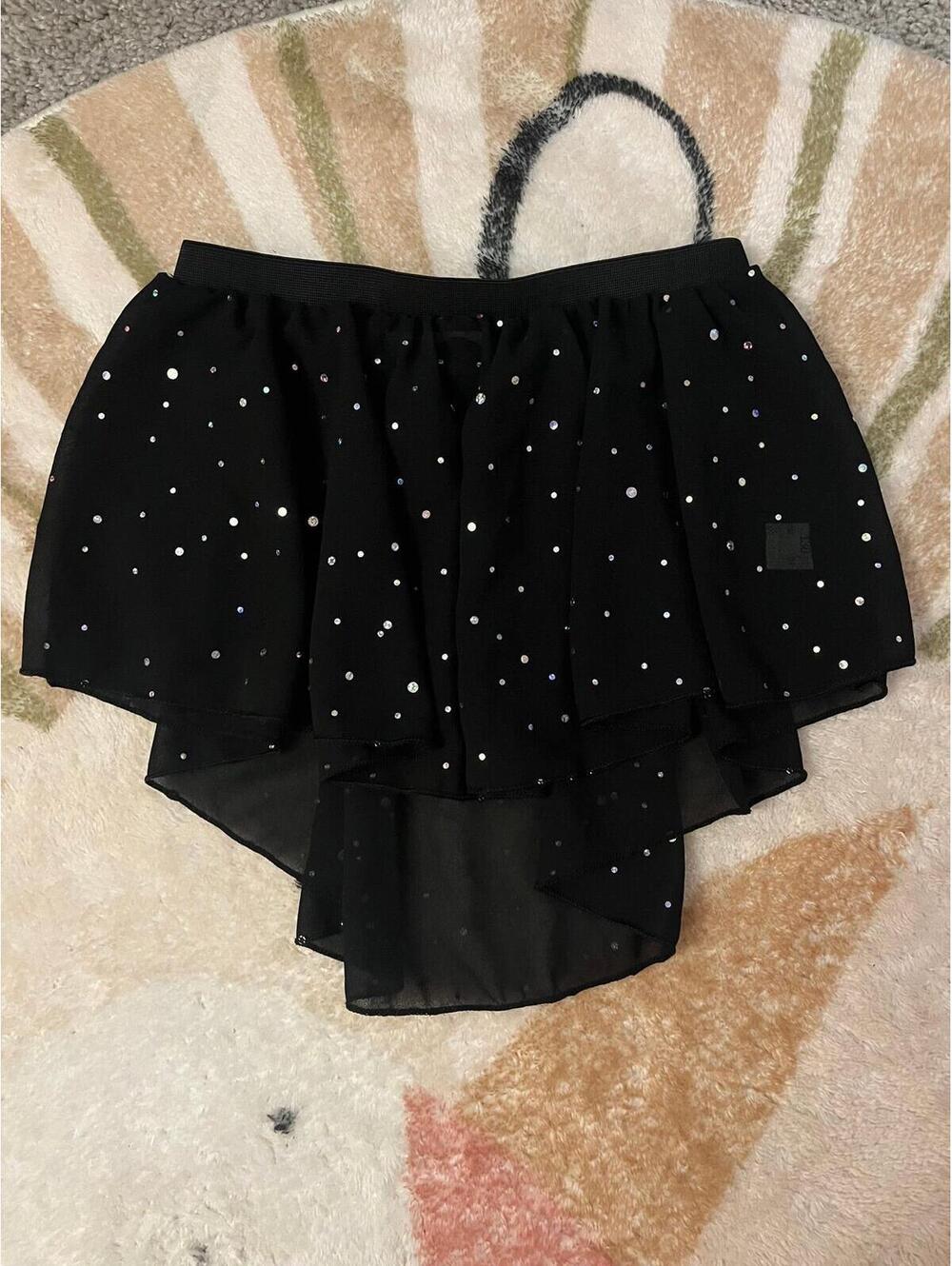 Girls Size 7/8 Black Sparkle Ballet Dance Skirt Gymnastics Cover Up NWT